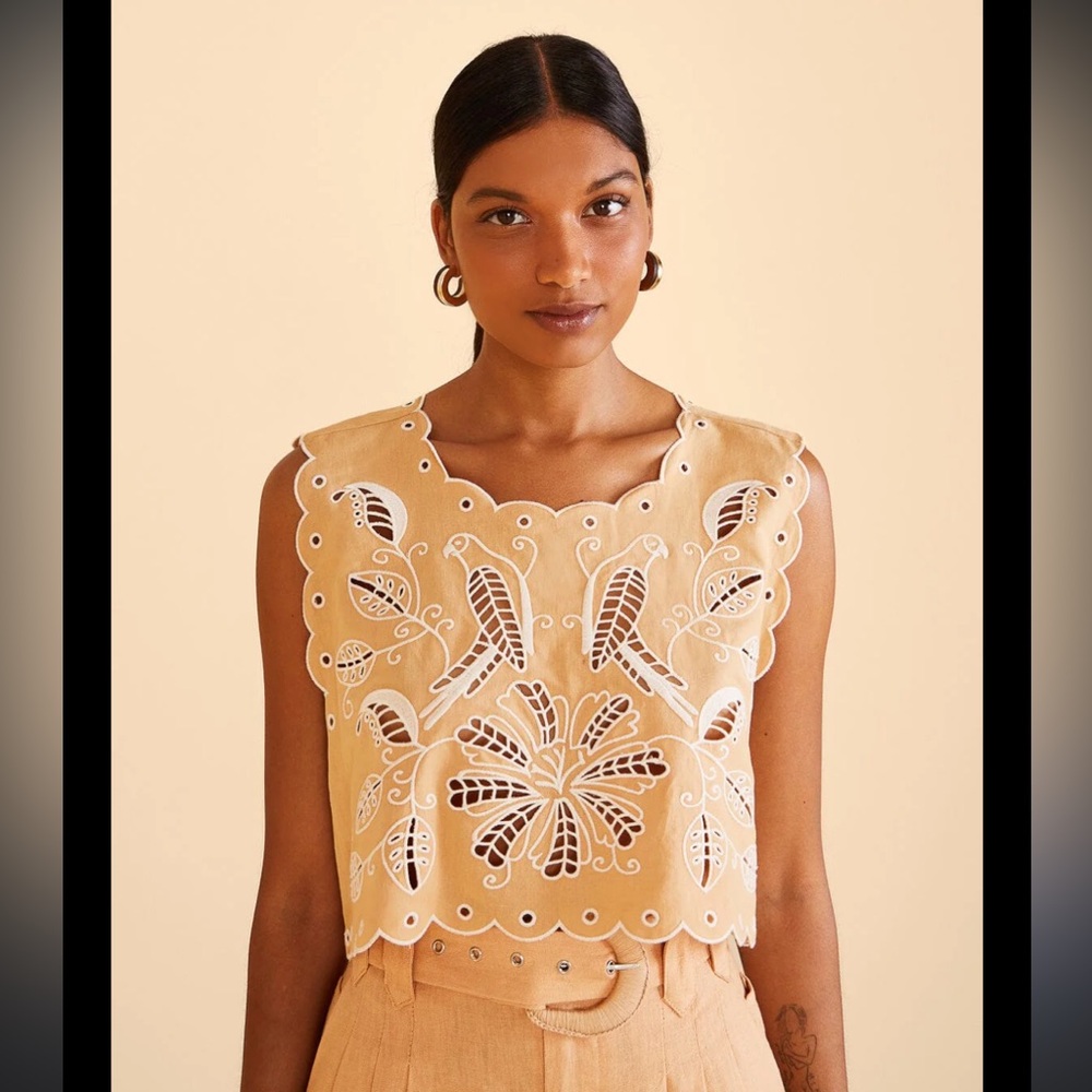 NWT farm rio sand richilieu crop top